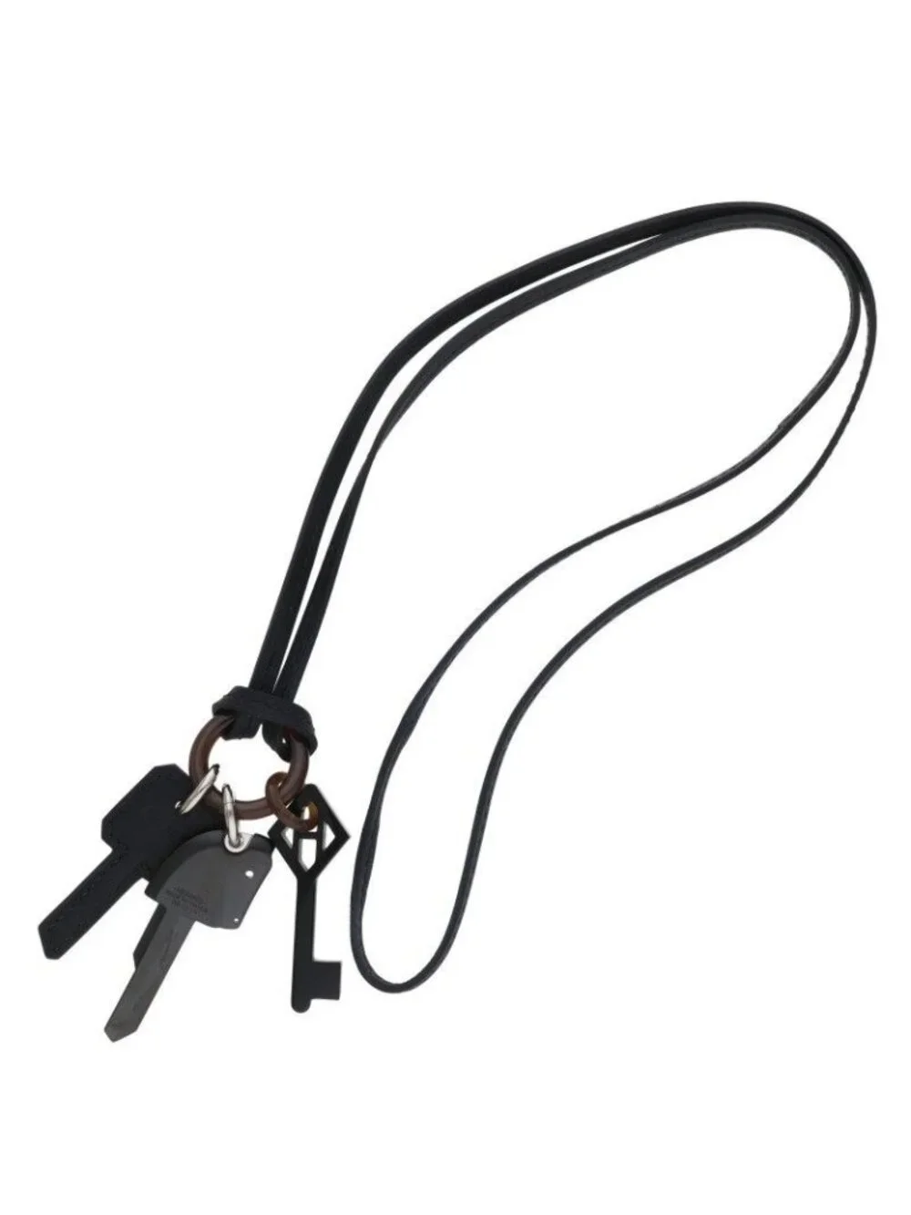 Hermes Crest Long Necklace Key Charm
